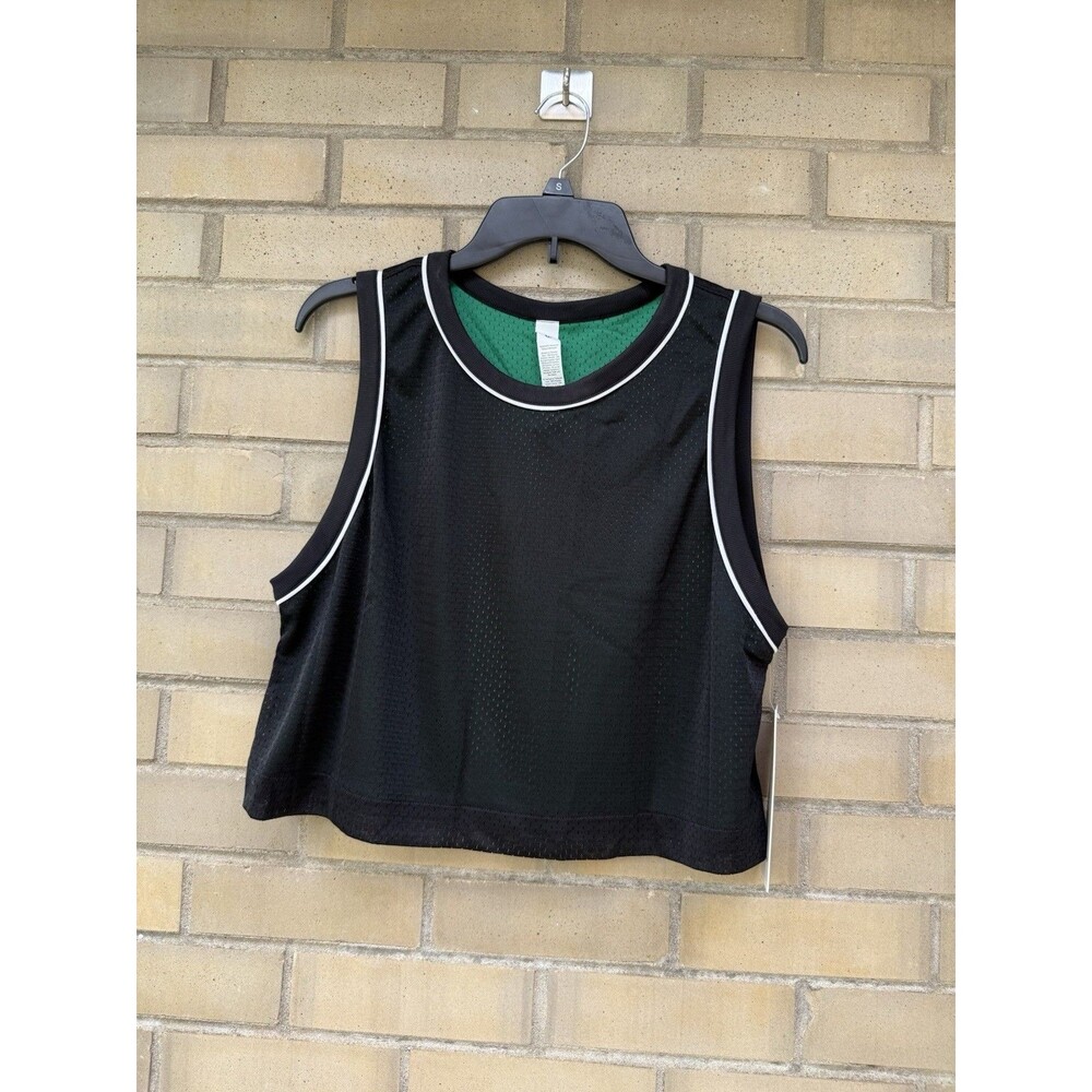NWT Lululemon Double-Layered Mesh Reversible Tank Top Black Raceway Green Large
